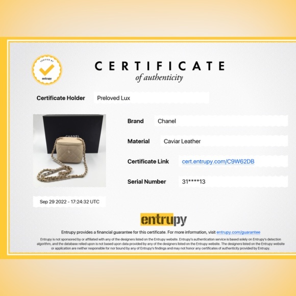 Authentic CHANEL Caviar Beige Mini Square Vanity Case CC Chain Bag Gold Hardware - Picture 9 of 9